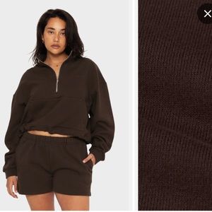 Set Active Heavyweight Half Zip Sweats Brown Sz M